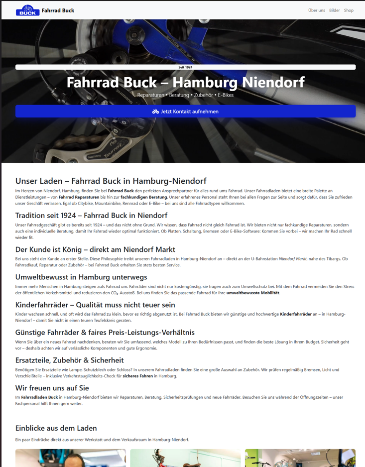 Projekt: Fahrrad Buck Website